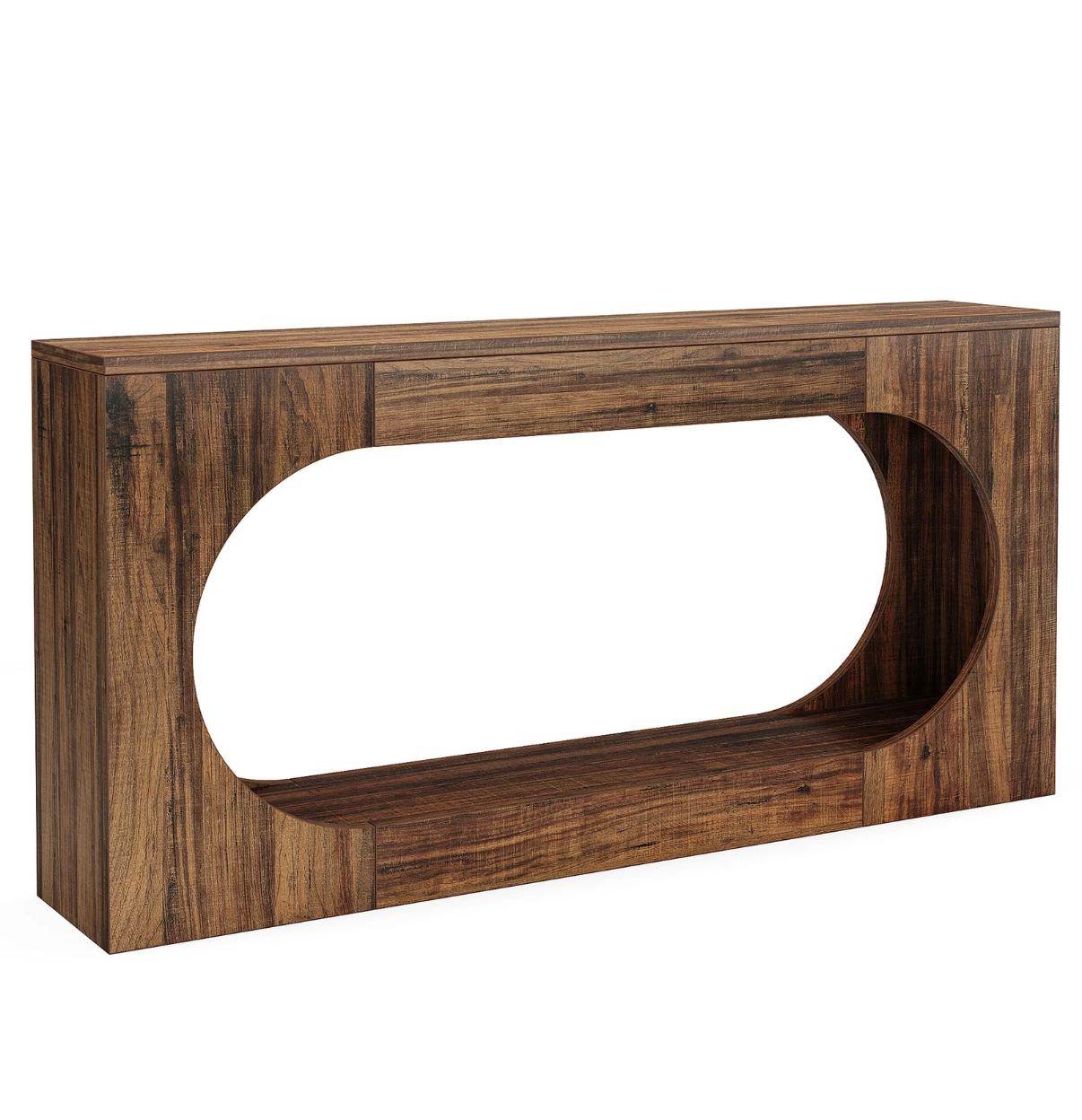 Bosco Arc Console Table – 160cm Sculpted Wood-Style Entryway Console