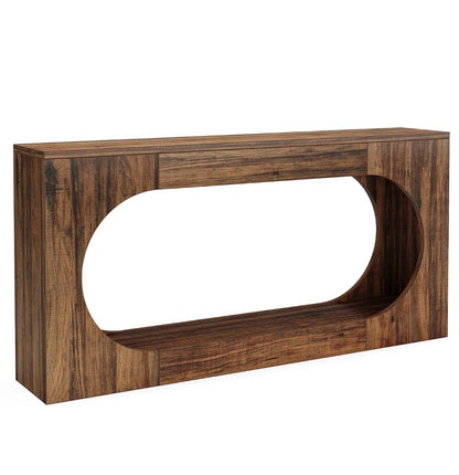 Bosco Arc Console Table – 160cm Sculpted Wood-Style Entryway Console