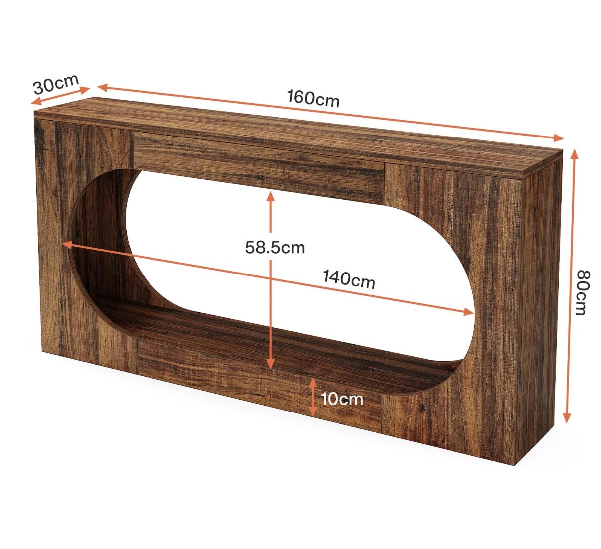 Bosco Arc Console Table – 160cm Sculpted Wood-Style Entryway Console