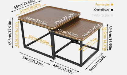 CARRÉE Nesting Coffee Table Set – Warm Timber & Black Steel Frame (Modern + Cozy Style)