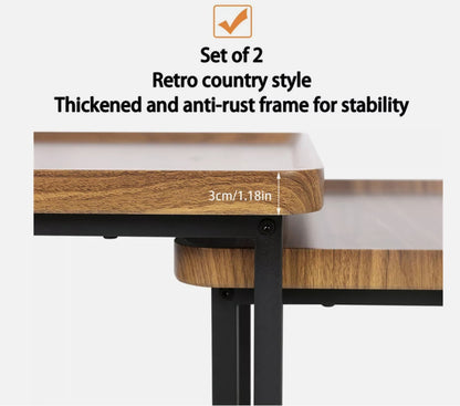 CARRÉE Nesting Coffee Table Set – Warm Timber & Black Steel Frame (Modern + Cozy Style)