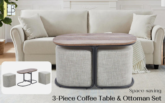 CHESS The 3-Piece Coffee Table & Ottoman Set
