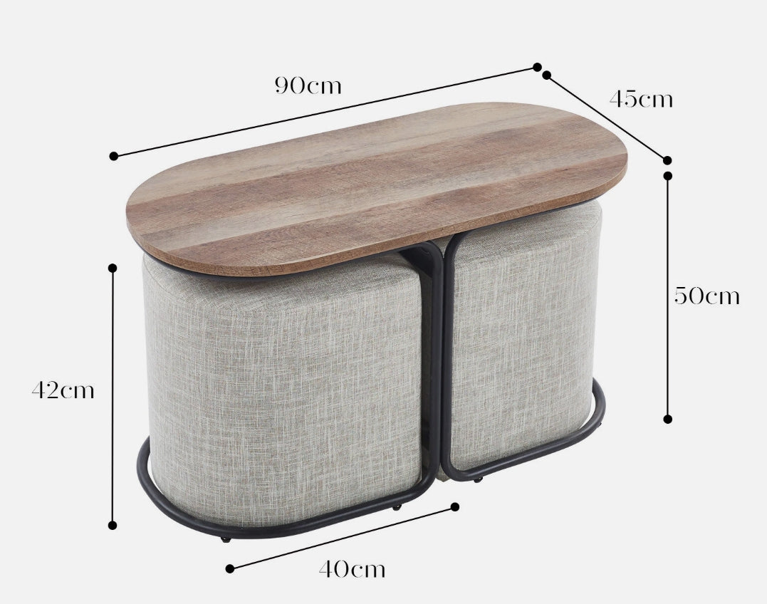 CHESS The 3-Piece Coffee Table & Ottoman Set