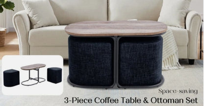 CHESS The 3-Piece Coffee Table & Ottoman Set