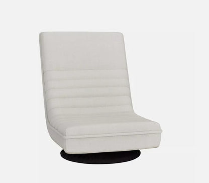 Lily 360° Swivel Lounge Chair – Foldable Faux-Linen Floor Seat (Steel Frame)