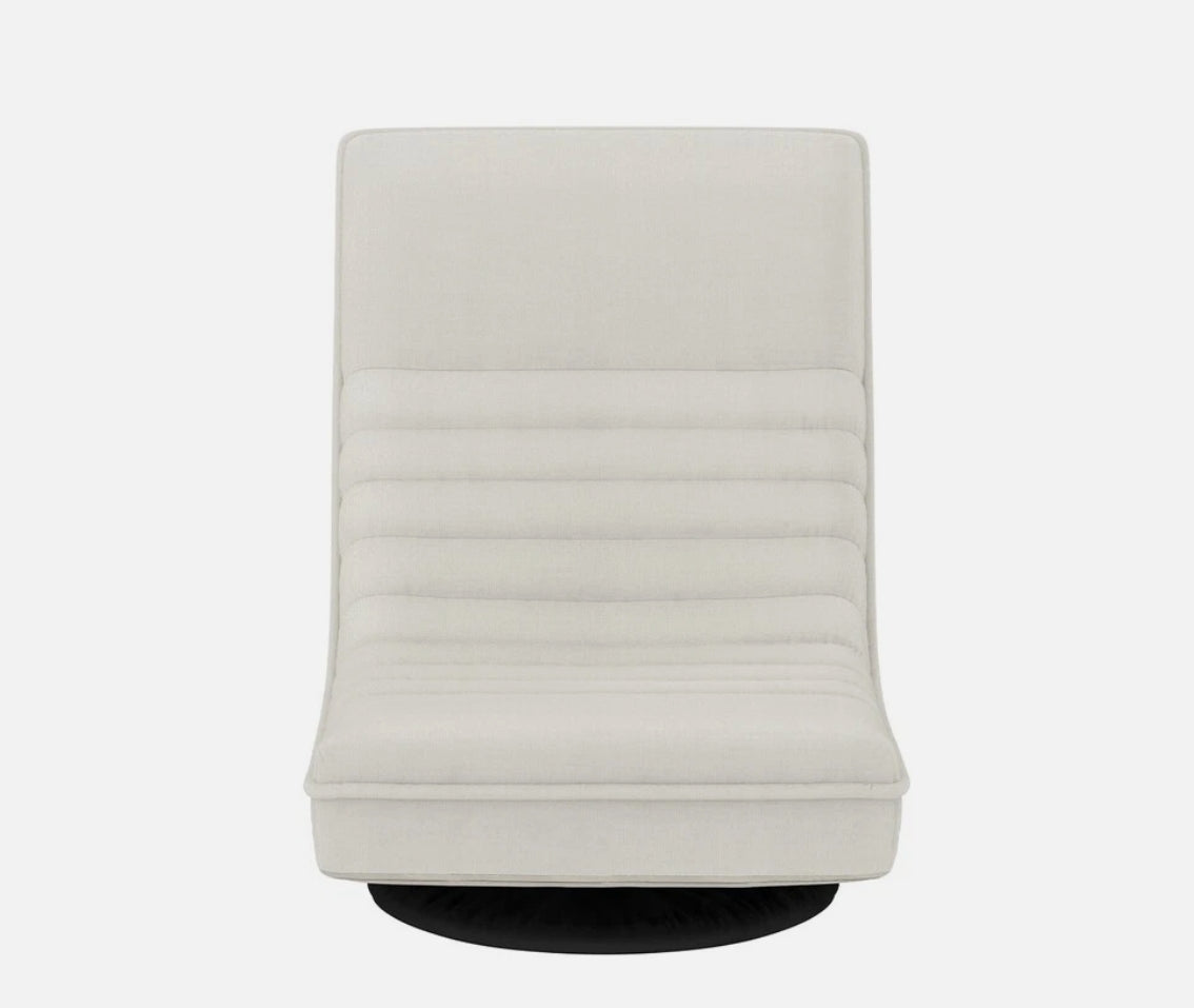 Lily 360° Swivel Lounge Chair – Foldable Faux-Linen Floor Seat (Steel Frame)