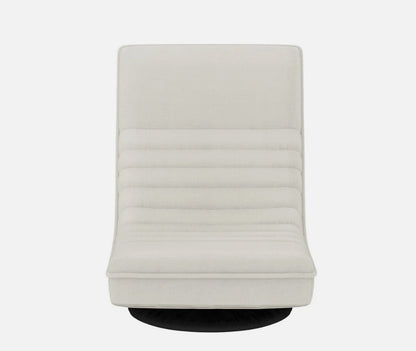 Lily 360° Swivel Lounge Chair – Foldable Faux-Linen Floor Seat (Steel Frame)