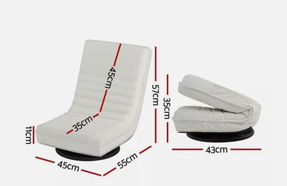 Lily 360° Swivel Lounge Chair – Foldable Faux-Linen Floor Seat (Steel Frame)