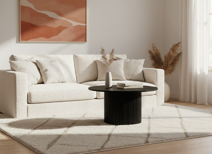 Morena Round Coffee Table — Matte Black Fluted Base (78.5cm)