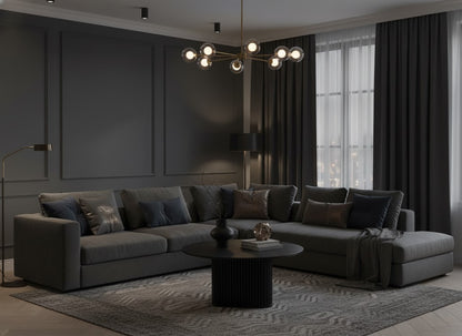 Morena Round Coffee Table — Matte Black Fluted Base (78.5cm)