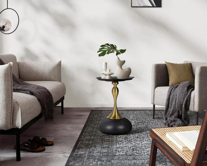 Bianca Nera Steel Accent Table – Modern Sculpted Side Table (Black or White)