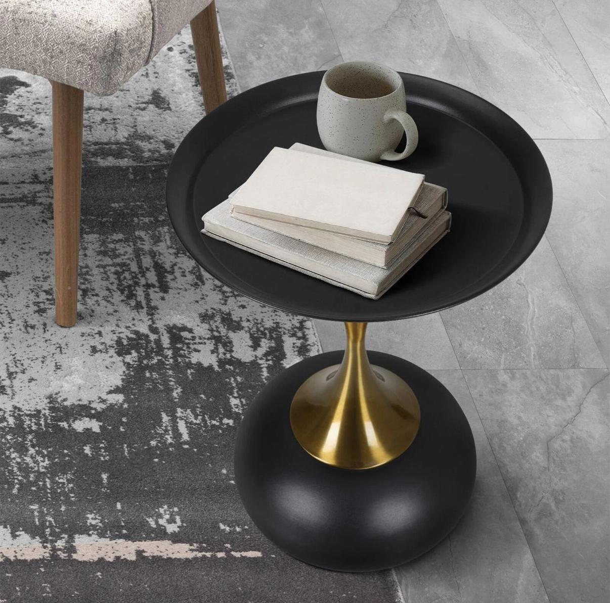 Bianca Nera Steel Accent Table – Modern Sculpted Side Table (Black or White)