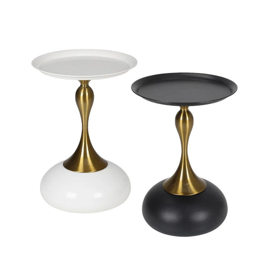 Bianca Nera Steel Accent Table – Modern Sculpted Side Table (Black or White)