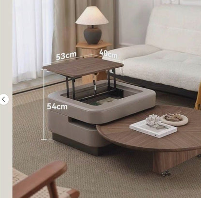 SCALA Coffee Table Set – Walnut Veneer with Hidden Storage & Lift-Top