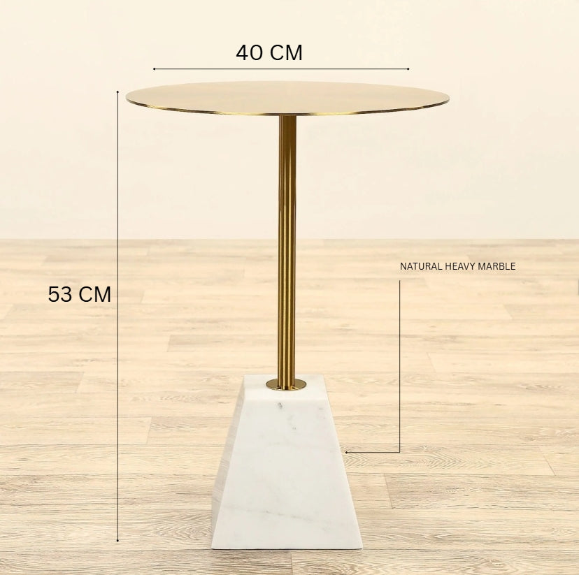 Vogue Side Table – Marble & Brushed Gold